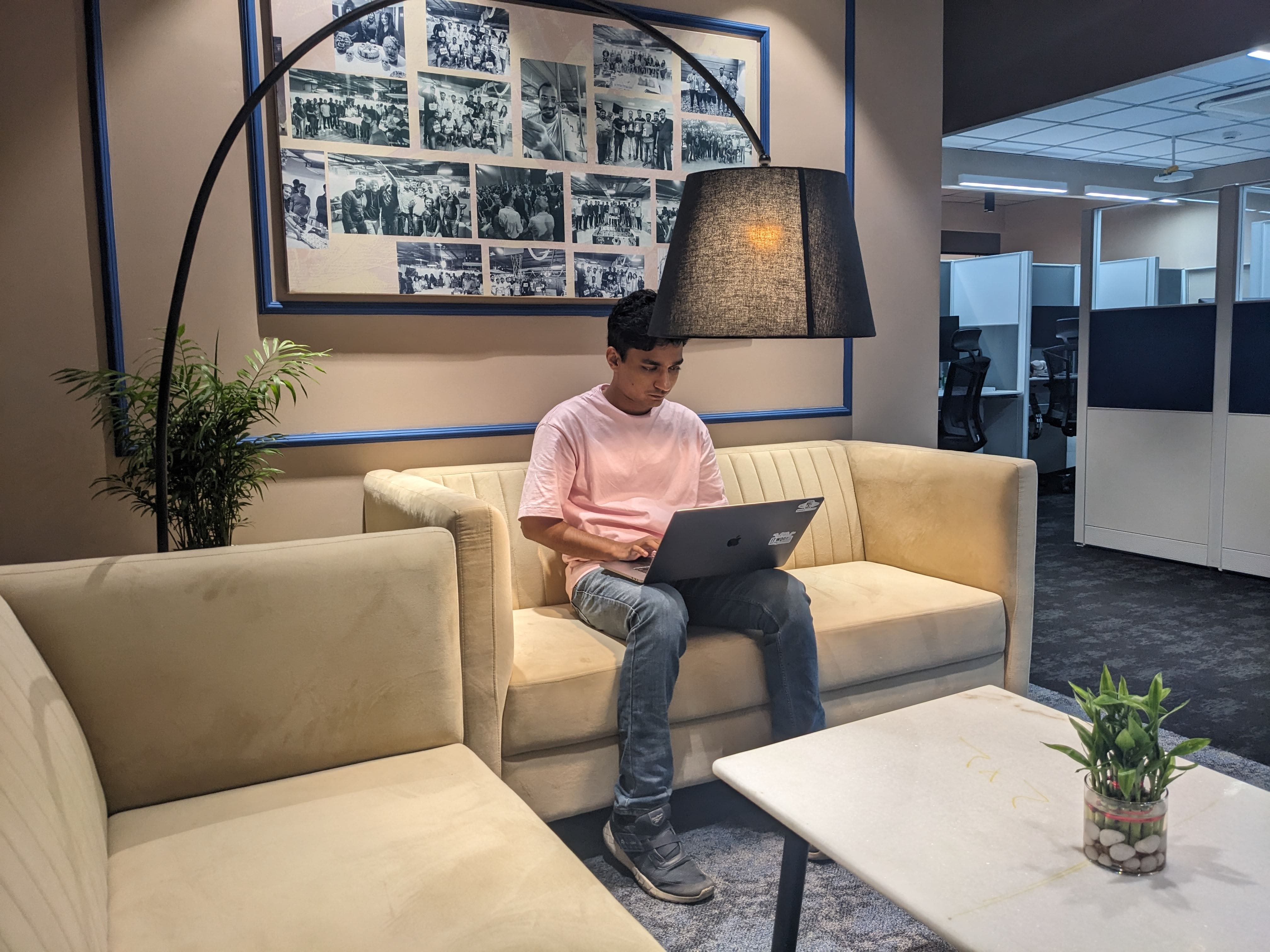 Abhishek working on a laptop